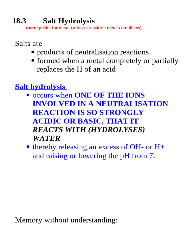 Salt Hydrolysis 2025 | PDF | Acid | Salt (Chemistry)