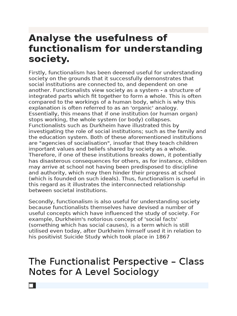 Relevance of Functionalism Today | PDF