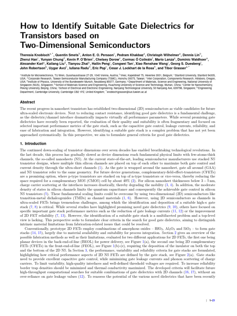 Review - T Grasser - How To Identify Suitable Gate Dielectrics For ...