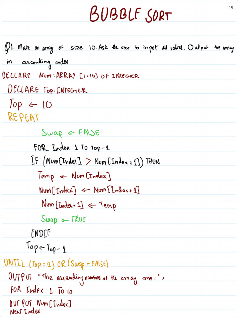 CS Bubble Sort 1D Array | PDF