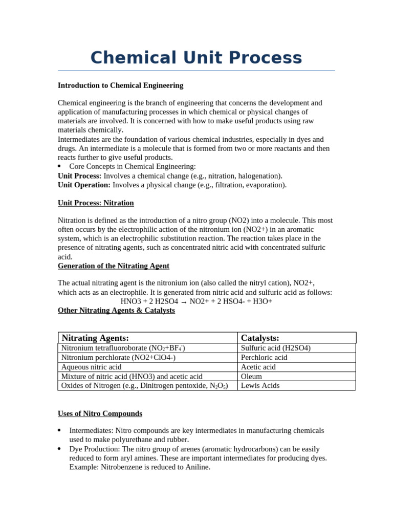 01 Chemical Unit Process | PDF | Nitric Acid | Acid