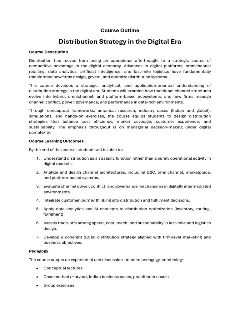 Course Outline Distribution Strategy Microcredit 25-27 | PDF ...