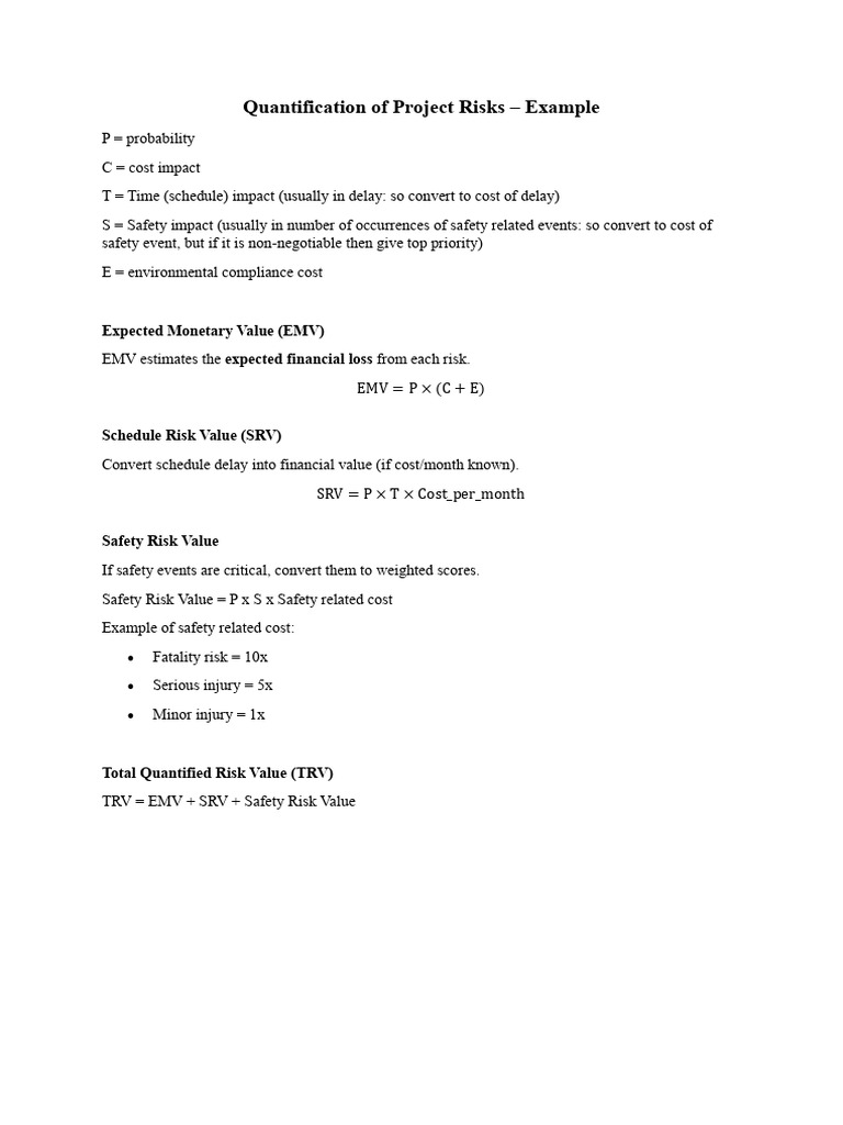 Quantification of Project Risk - Example | PDF