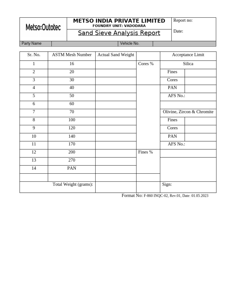 Sand Test Format | PDF