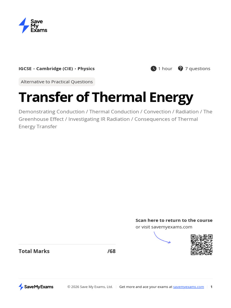 2.3 Paper 6 Practice - Thermal Energy Transfer | PDF | Heat | Temperature
