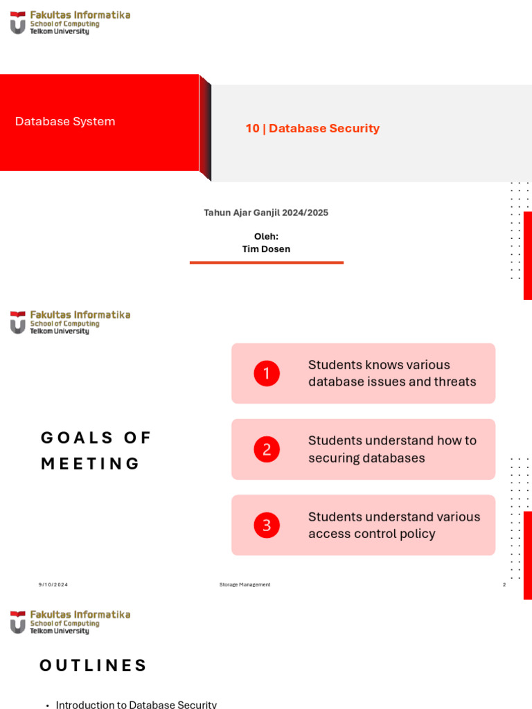 10 Database Security-TELU | PDF | Computer Access Control | Databases