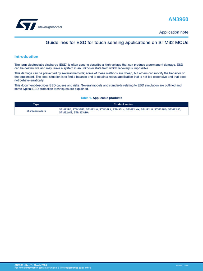 Guidelines For ESD For Touch Sensing Applications On STM32 | PDF ...