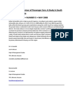 Buying Behaviour of Passenger Cars: A Study in South West Haryana Volume Xxxviii - Number 5 - May 2008