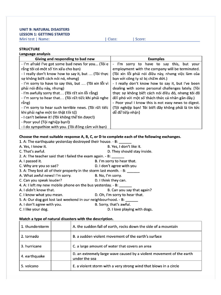 U9 Worksheets | PDF