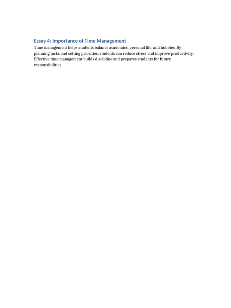 Essay 4 Importance of Time Management | PDF