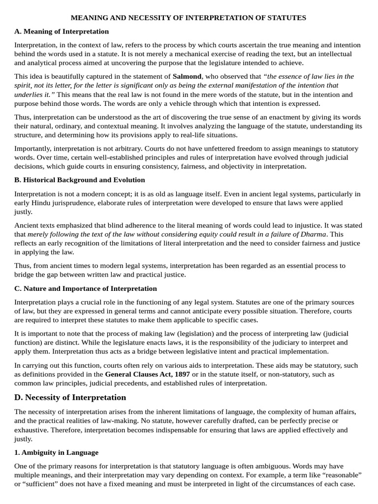 Need For Interpretation | PDF | Statutory Interpretation | Semantics