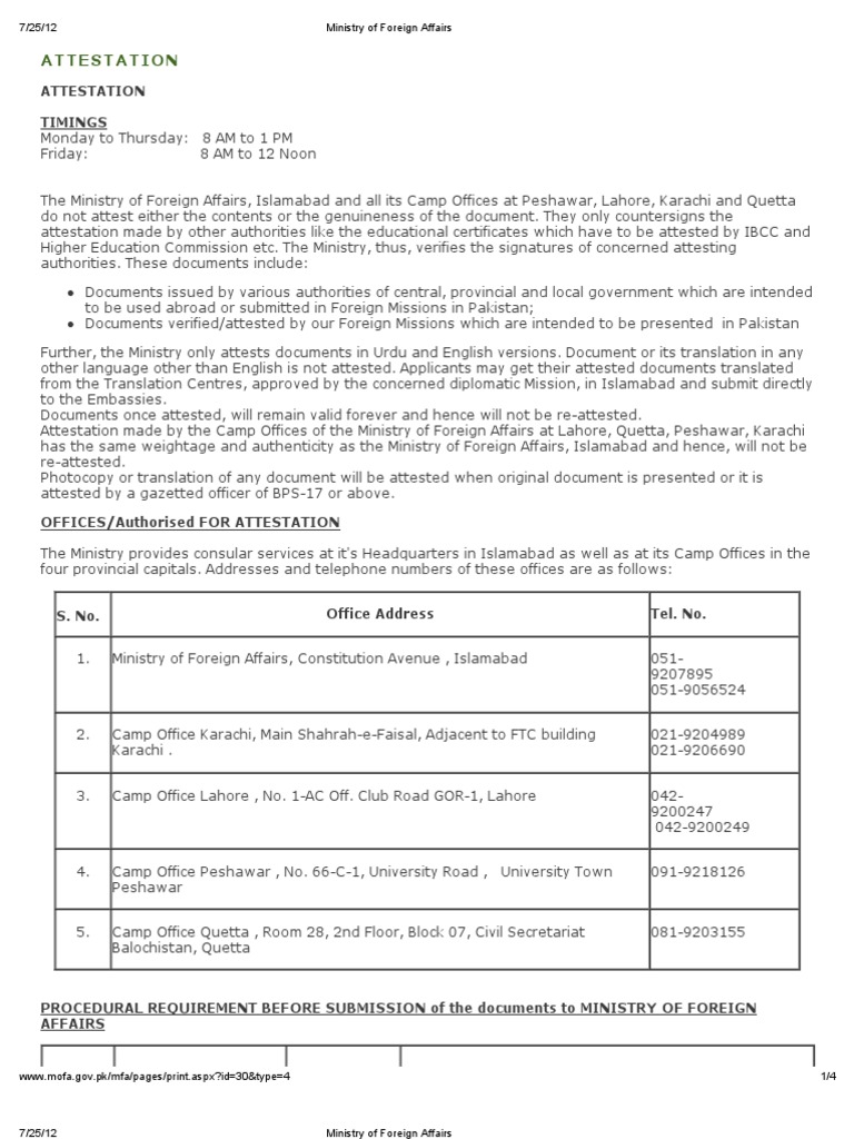 MOFA Attestation Process Overview | PDF | Diplomatic Mission | Identity ...