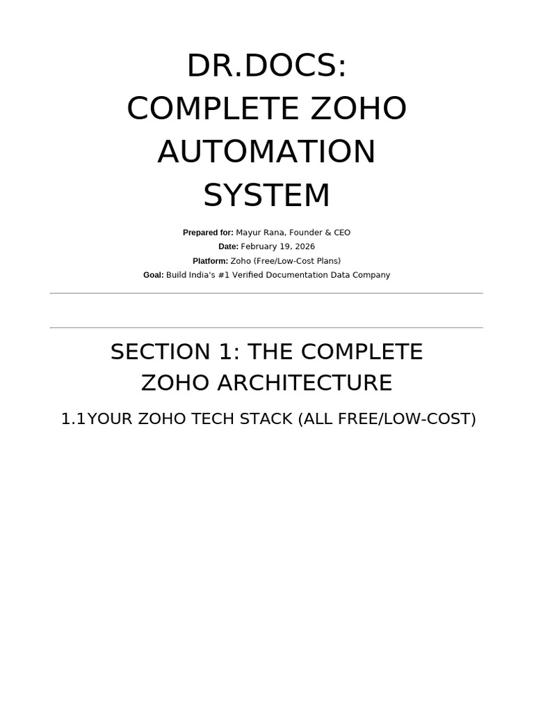 Drdocs Zoho Complete System | PDF | Customer Relationship Management ...