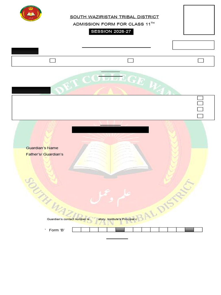 Admission Form New Format 2026 | PDF