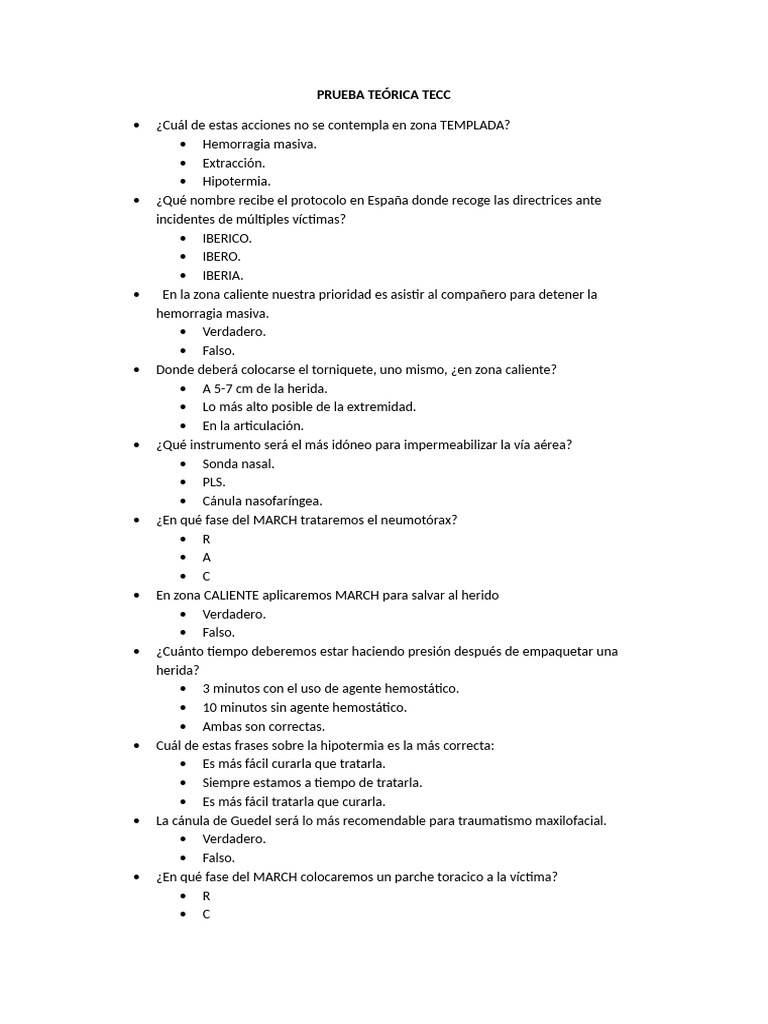 Prueba Teorica Tecc BBBBBB | PDF | Sangrado | Herida