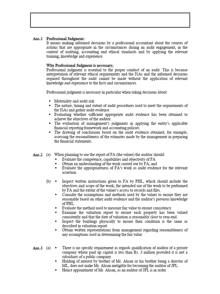 Ans.1 Professional Judgment:: Suggested Answers Intermediate ...