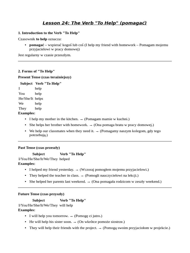 Lekcja 24 To Help | PDF
