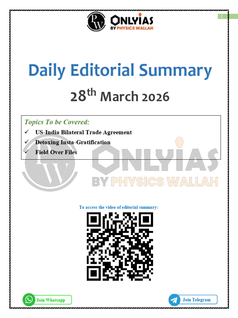 28th March 2026 - Daily Editorial Summary - UPSC - English | PDF ...