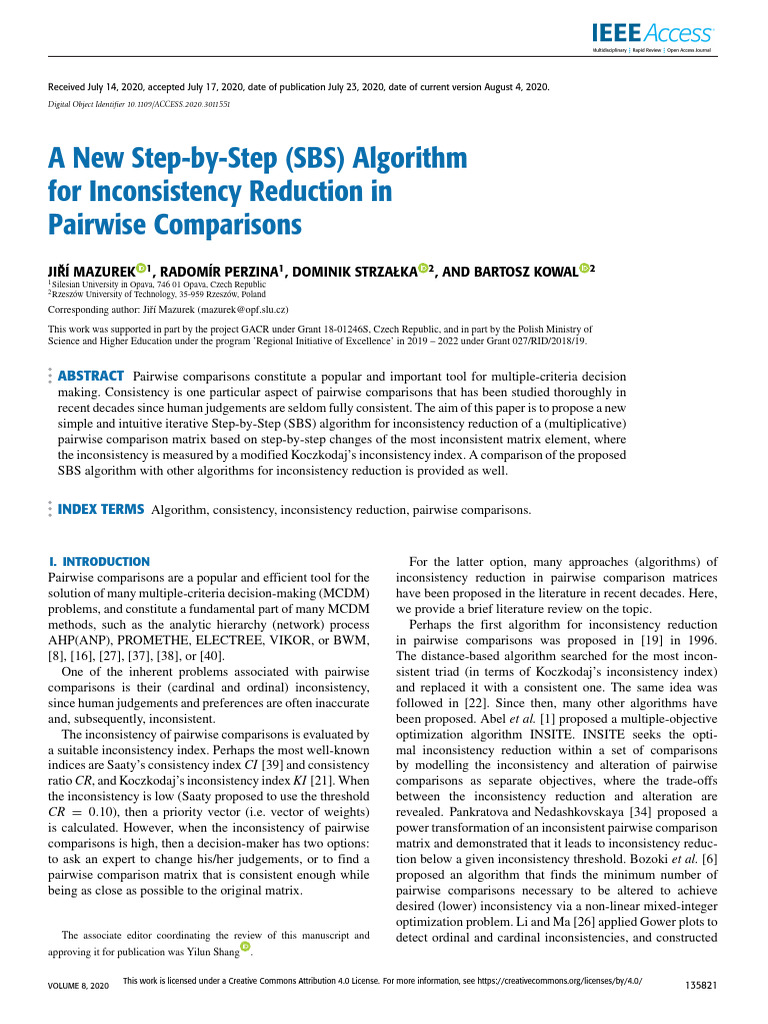A New Step-By-Step SBS Algorithm For Inconsistency Reduction in ...