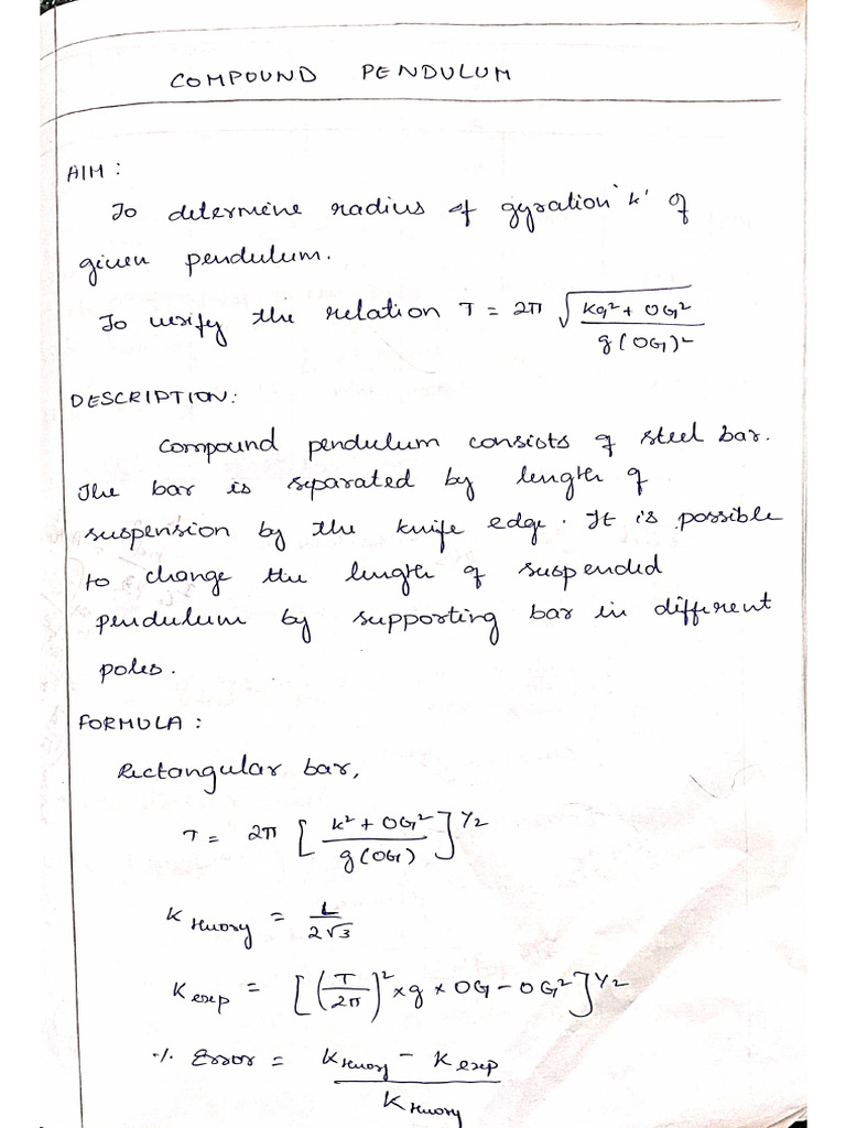 Compound Pendulum | PDF