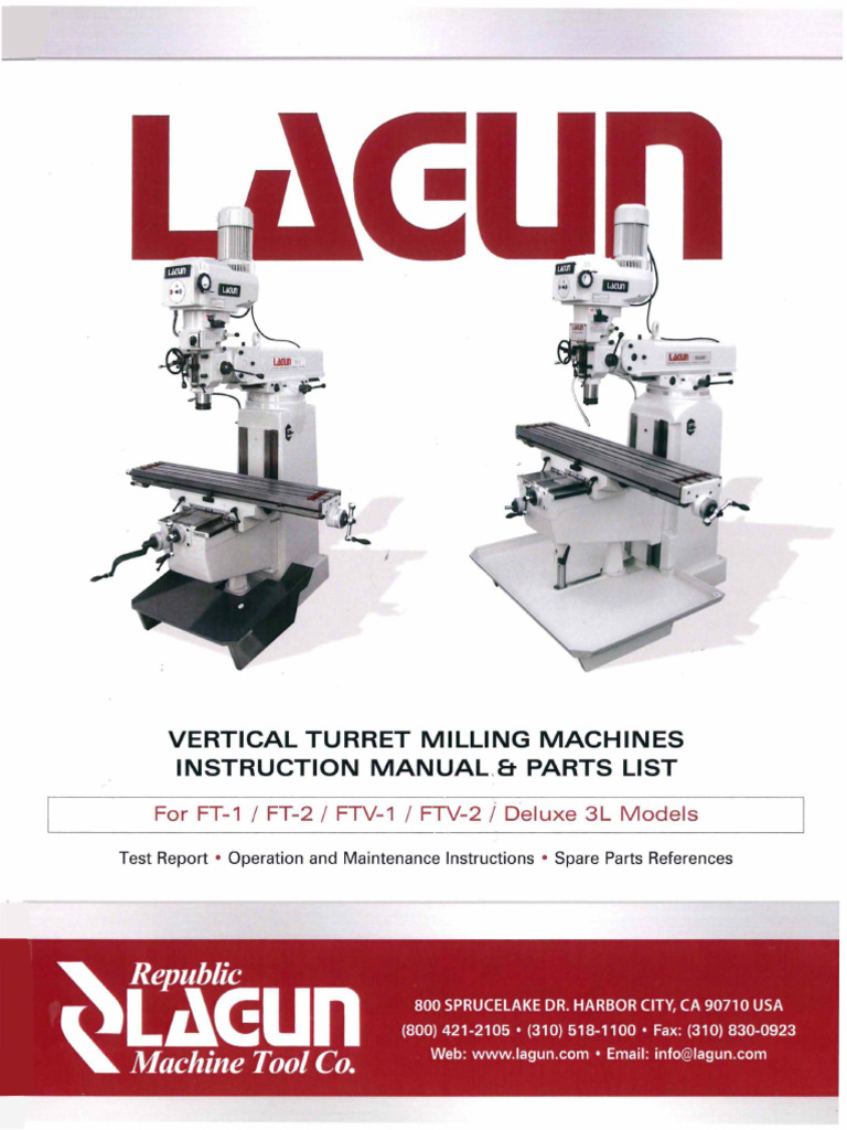 Current Model STD Spanish FT-1, FT-2, Deluxe 3L Vertical Turret Milling ...