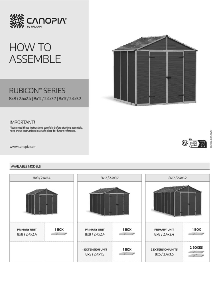 Palram-Canopia - Garden - Sheds - Rubicon - 8x8 - 2.4x.2.4 - Assembly ...