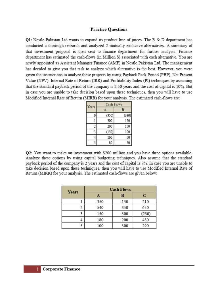 Capital Budgeting Techniques | PDF | Net Present Value | Internal Rate ...
