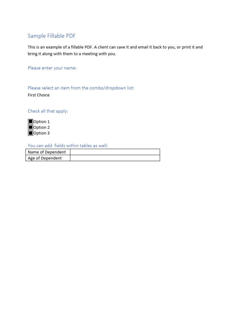 Sample Fillable PDF | PDF