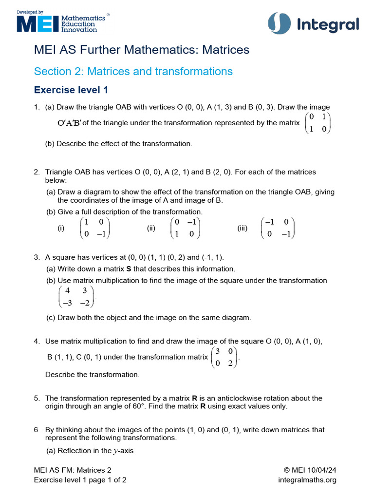 Meifmasm2ax Level1 | PDF | Matrix (Mathematics) | Cartesian Coordinate ...