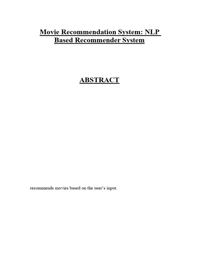 Movie Recommendation System NLP Based Recommender System | PDF