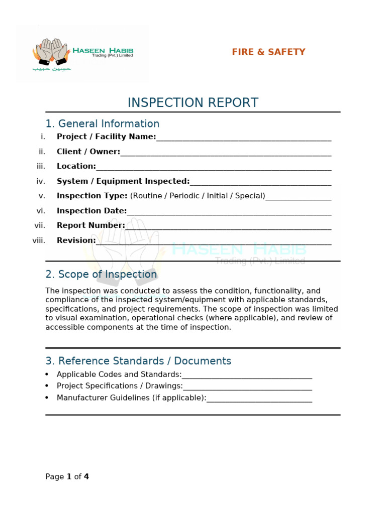 Inspection - Template Fire Fighting | PDF