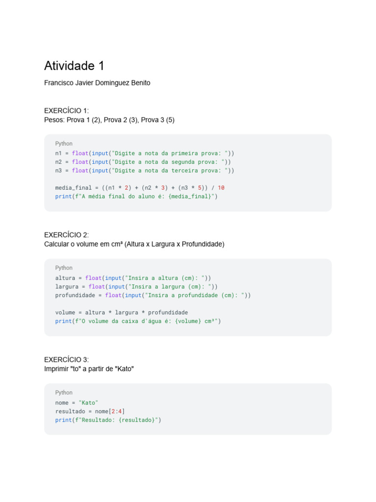 Atividade 1 - Python | PDF