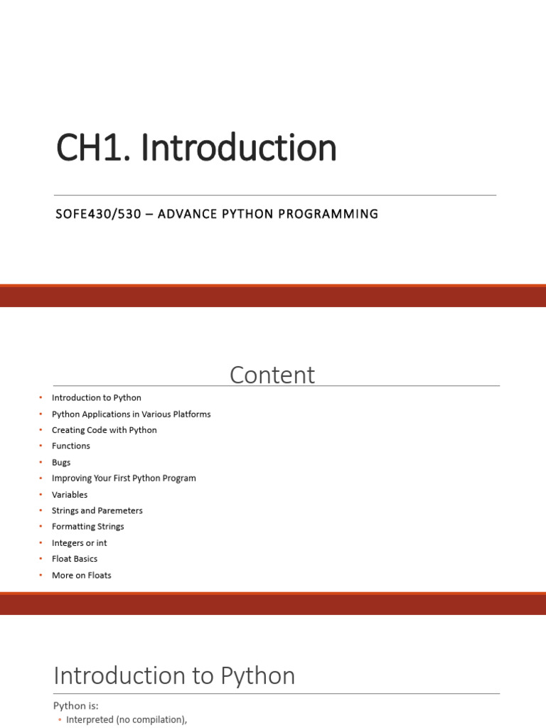 Chapter 01 - Introduction To Python New | PDF | Parameter (Computer ...