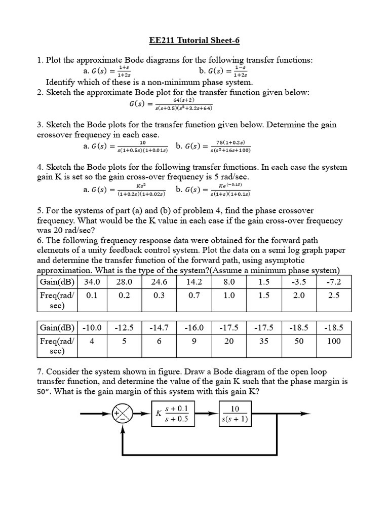 EE211 Tutorial 6 Bode Plot | PDF