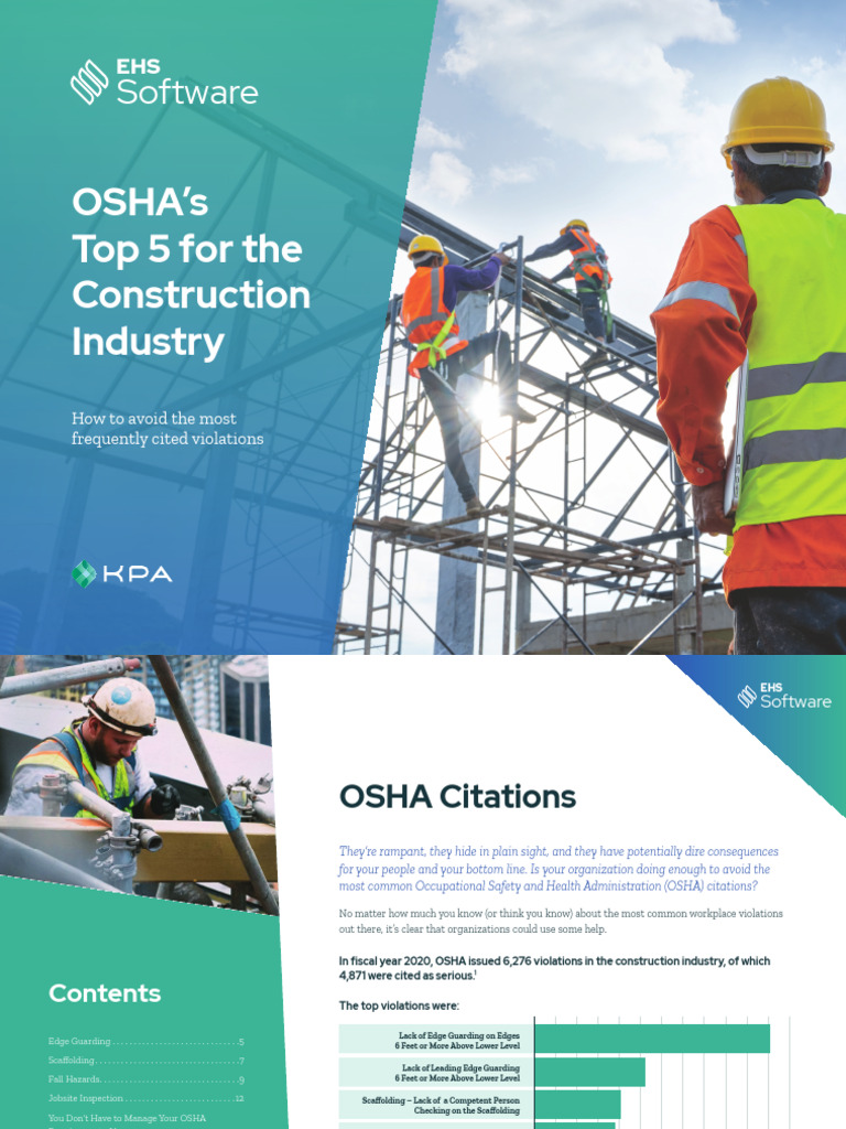 KPA - OSHA Top 5 Construction Ebook | PDF | Occupational Safety And ...