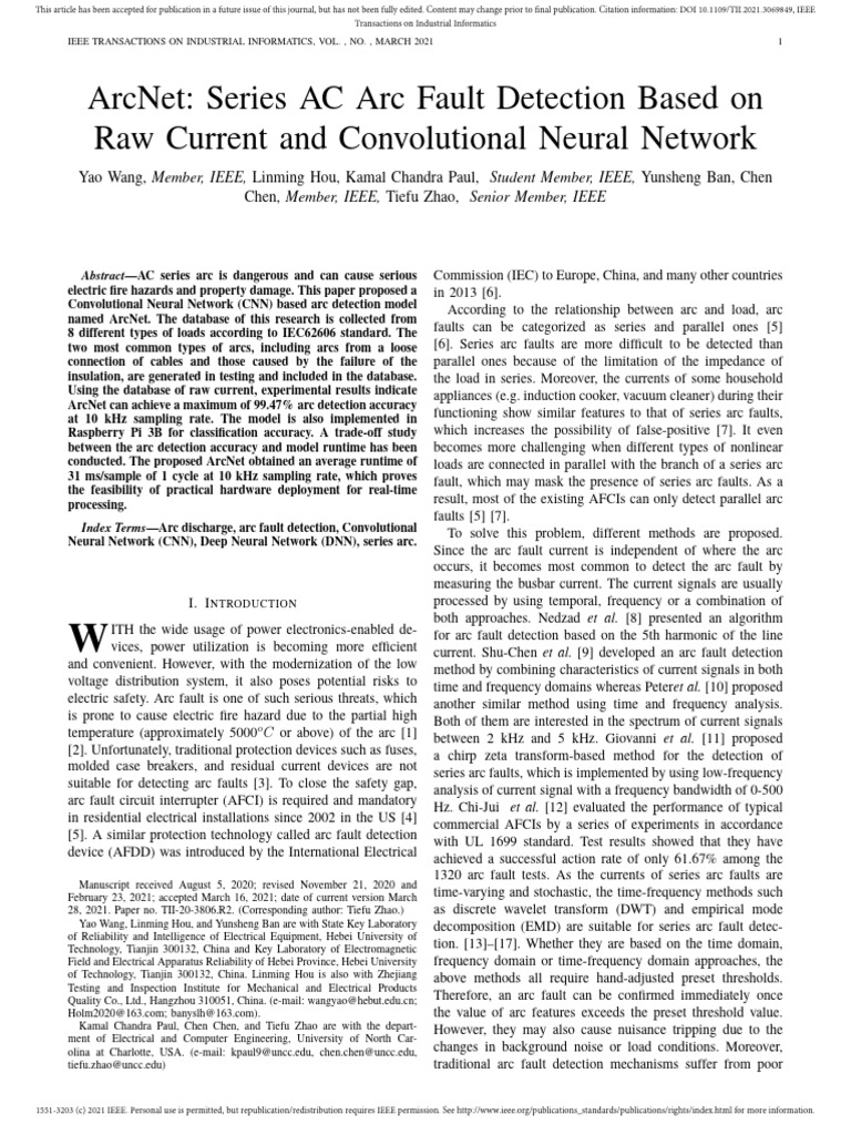 ArcNet Series AC Arc Fault Detection Based On Raw Current and ...