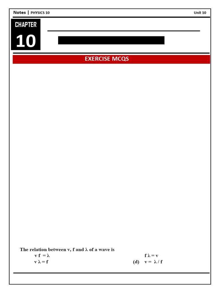 CH 10 Notes Physics Class 10 | PDF | Waves | Wavelength