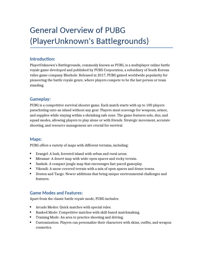 PUBG Overview | PDF