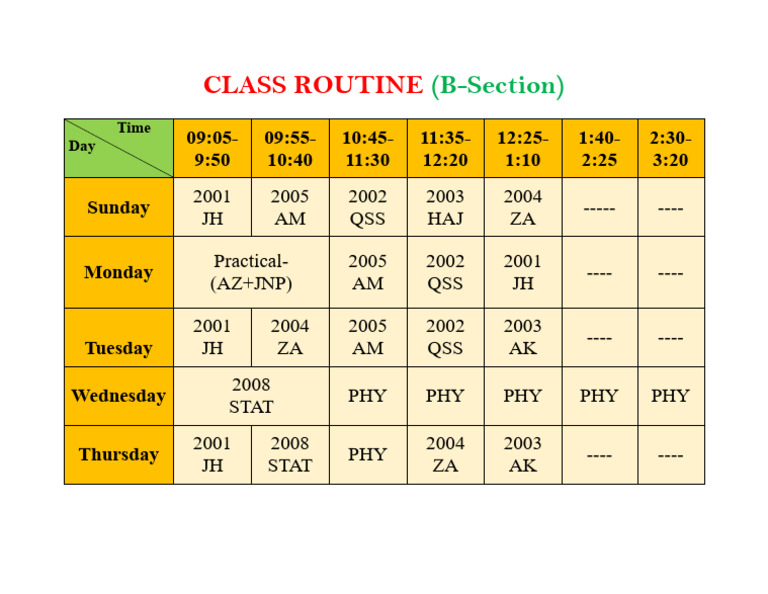 Class Routine | PDF