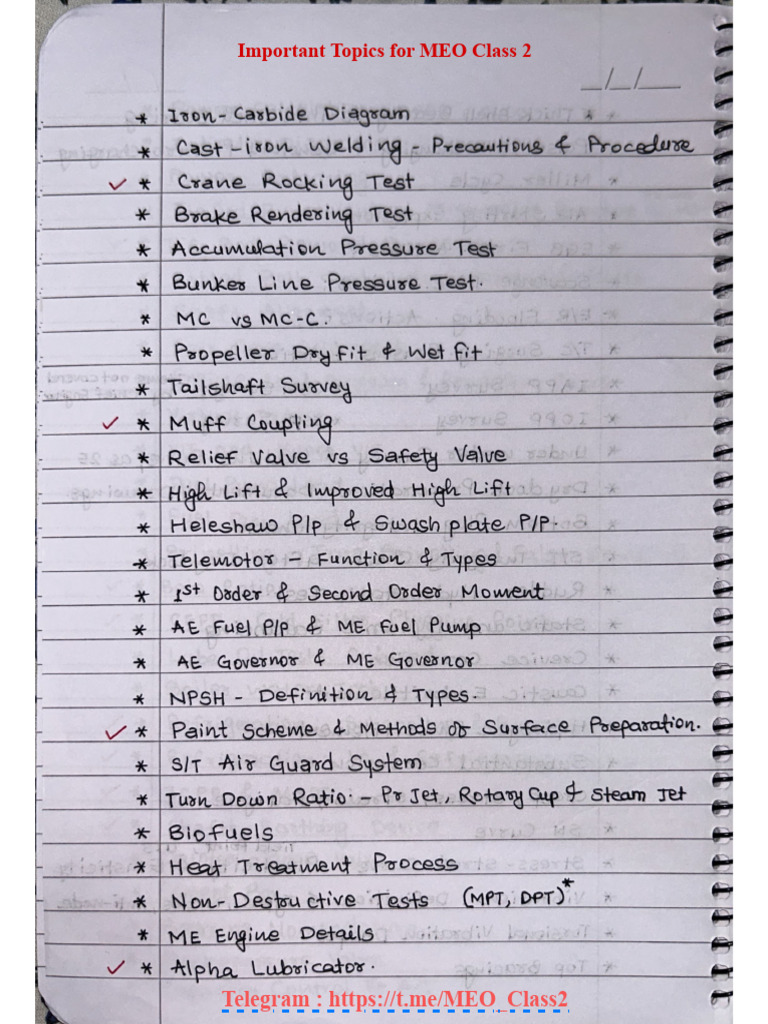 Important Topics For MEO Class 2 Exam - 4B & 6 | PDF