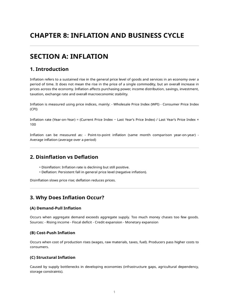 Inflation and Business Cycle Consolidated Notes | PDF | Inflation ...
