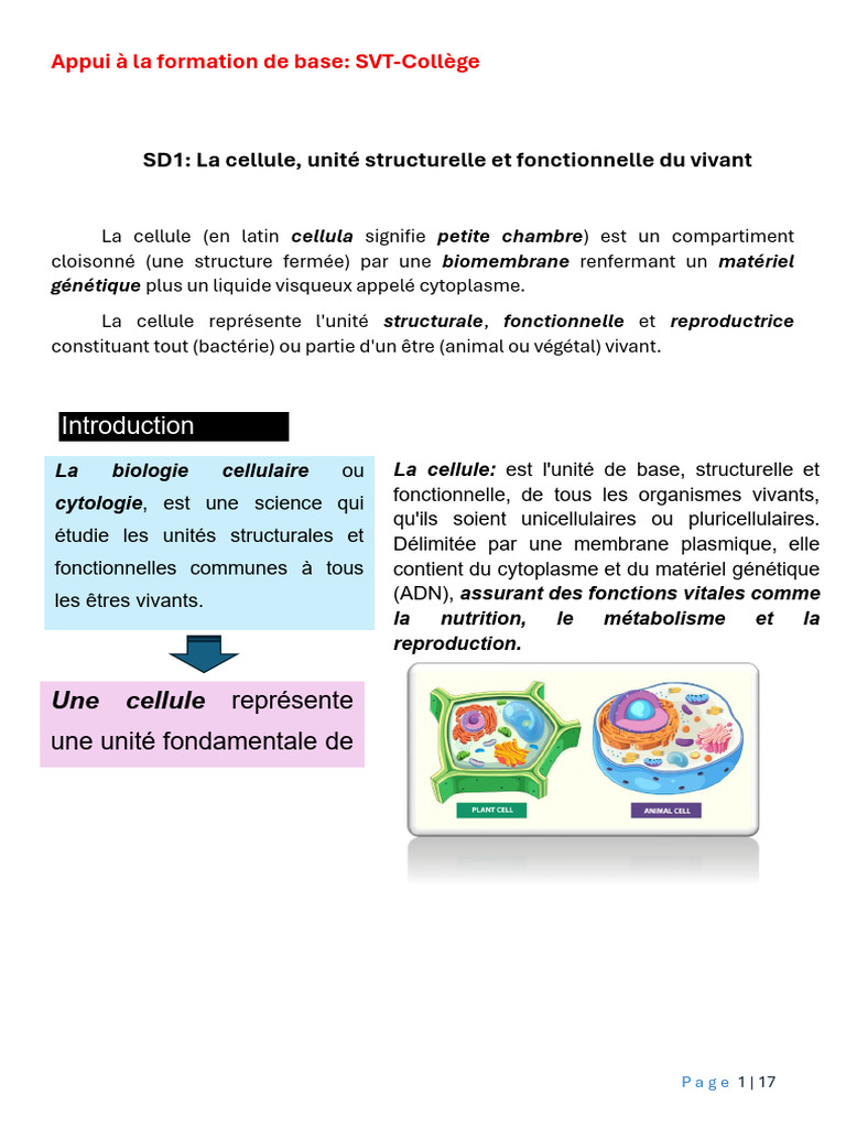 Résumé Appui À La Formation de Base SVT | PDF