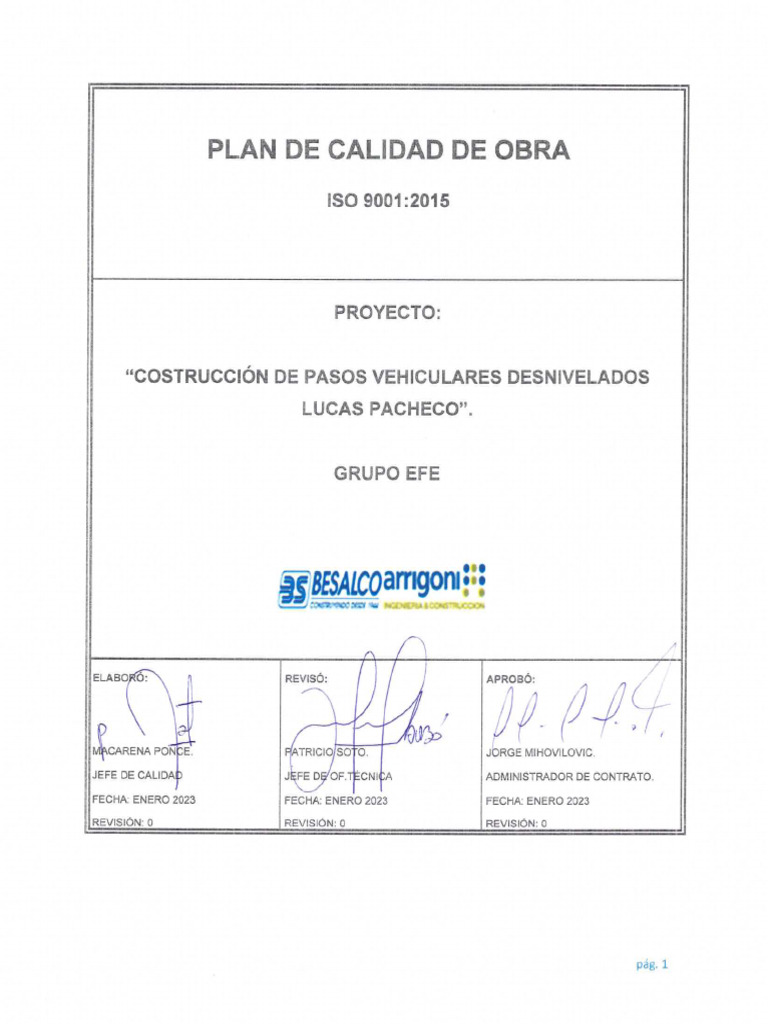 Plan de Calidad Rev 0 Obra 696 (Firmado) | PDF | Calidad (comercial ...