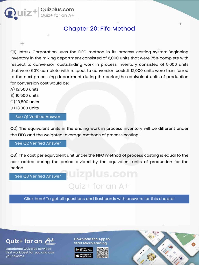 Intask Corporation Uses The Fifo Method in Its Process Costing ...