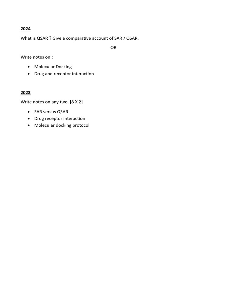 Unit 3 CADD (Naresh Notes) | PDF | Docking (Molecular) | Quantitative ...