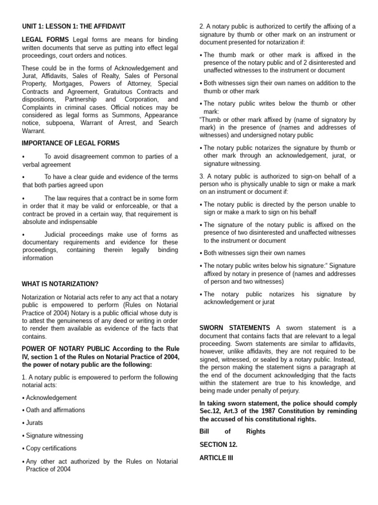 Cdi 7 Lesson 1-13 | PDF | Affidavit | Witness