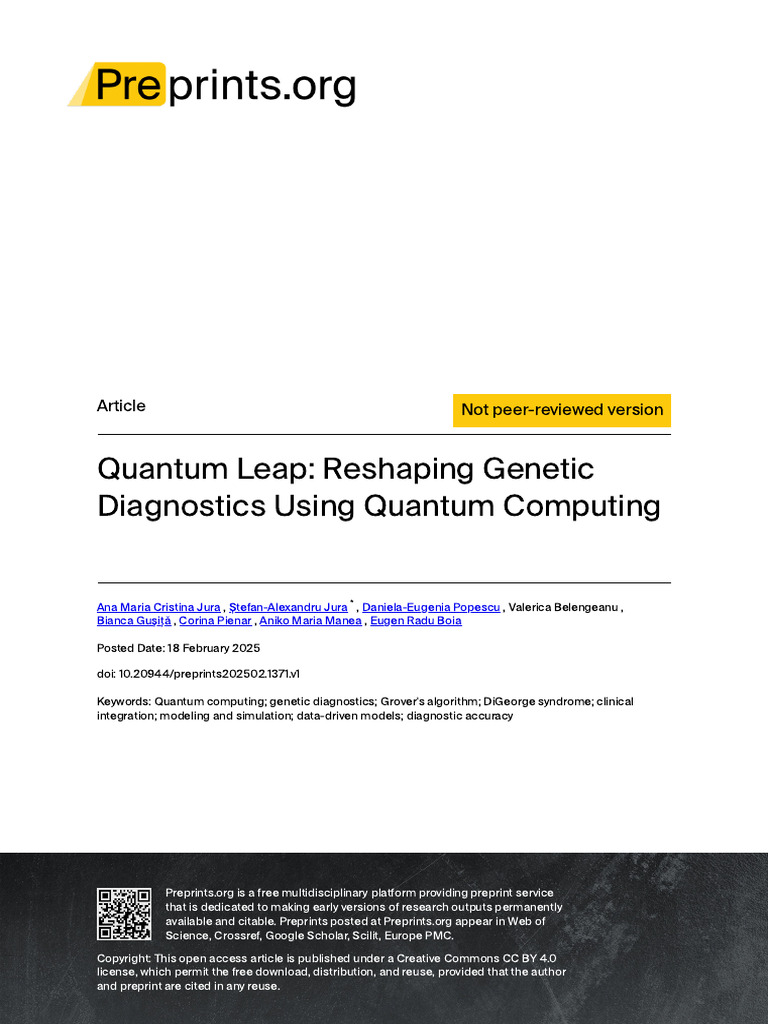Quantum Leap: Reshaping Genetic Diagnostics Using Quantum Computin ...
