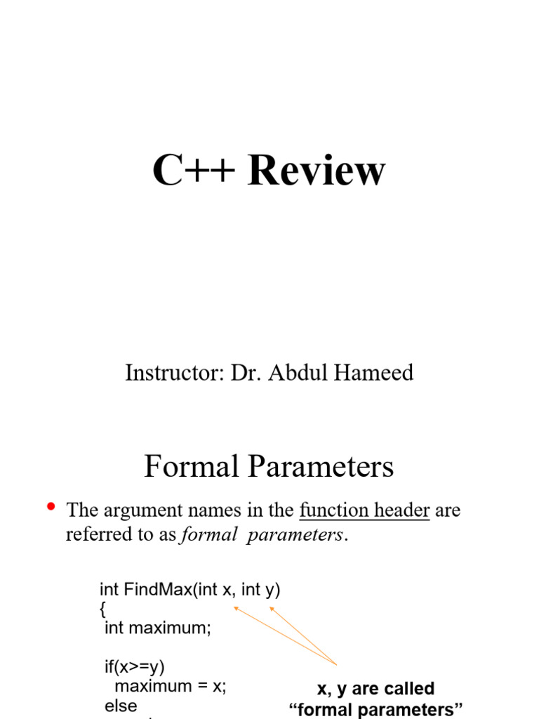 C++Review Short | PDF | Parameter (Computer Programming) | Computer ...