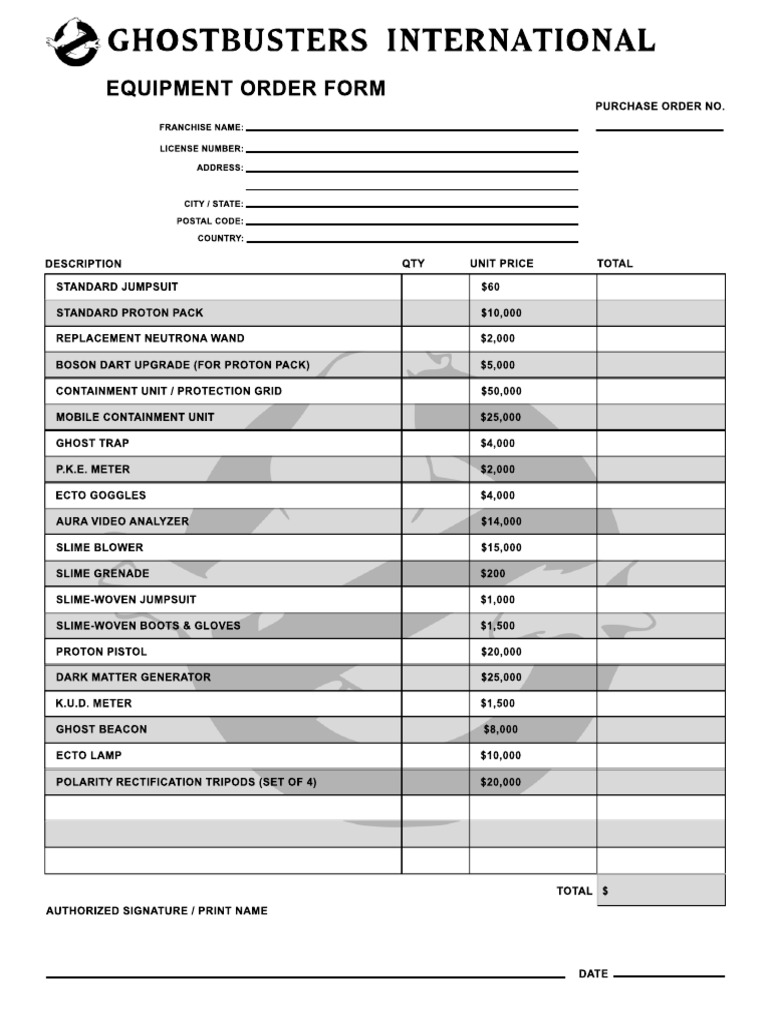 GBI Equipment Order Form | PDF