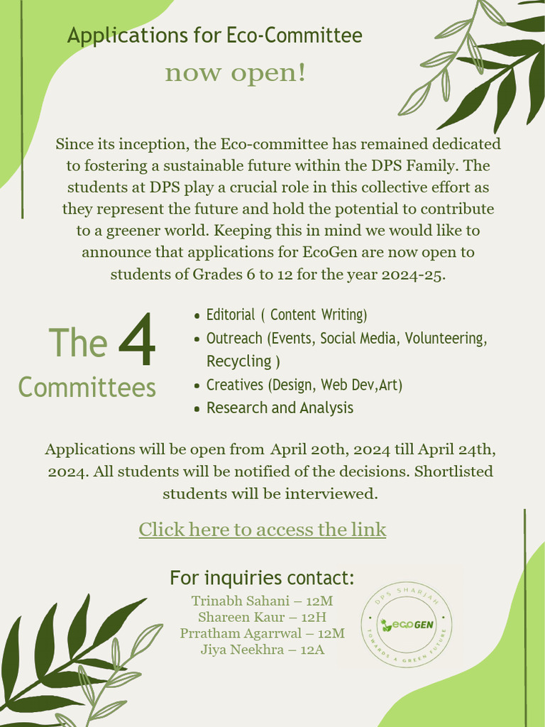 Eco-Committee Application Form 24-25 | PDF